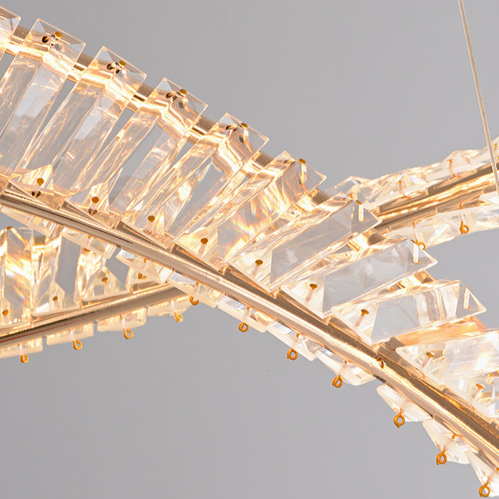 Moderne Luxus Ring Rechteck Hardware Kristall LED Pendelleuchte Insel Licht für Esszimmer 
