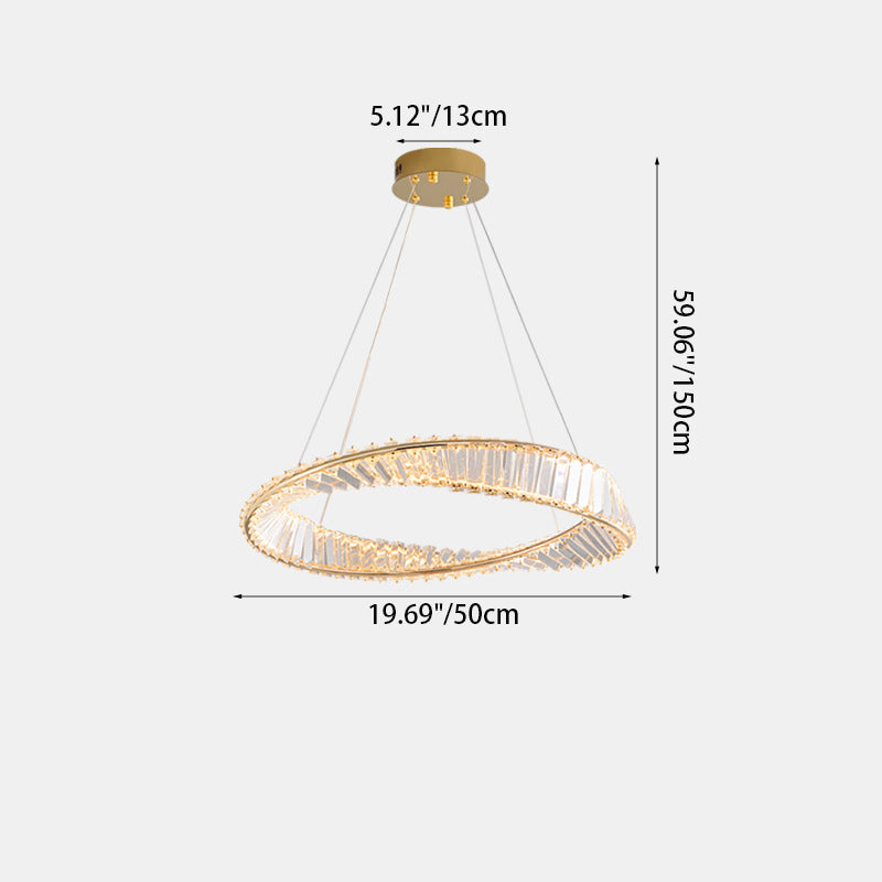 Moderne Luxus Ring Rechteck Hardware Kristall LED Pendelleuchte Insel Licht für Esszimmer 