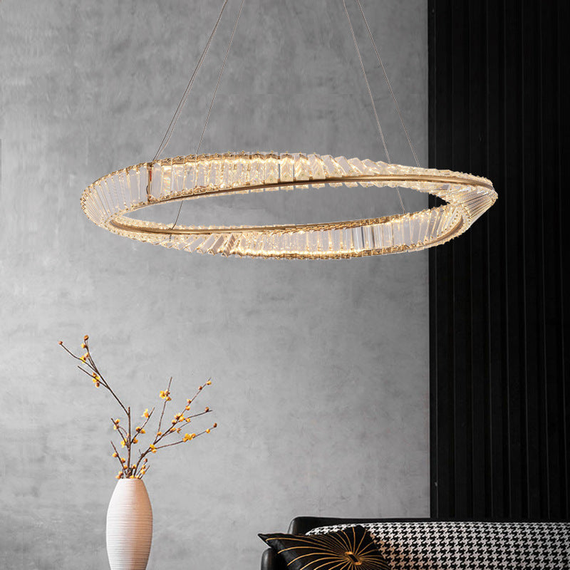 Moderne Luxus Ring Rechteck Hardware Kristall LED Pendelleuchte Insel Licht für Esszimmer 
