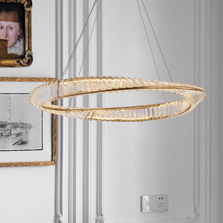 Moderne Luxus Ring Rechteck Hardware Kristall LED Pendelleuchte Insel Licht für Esszimmer 