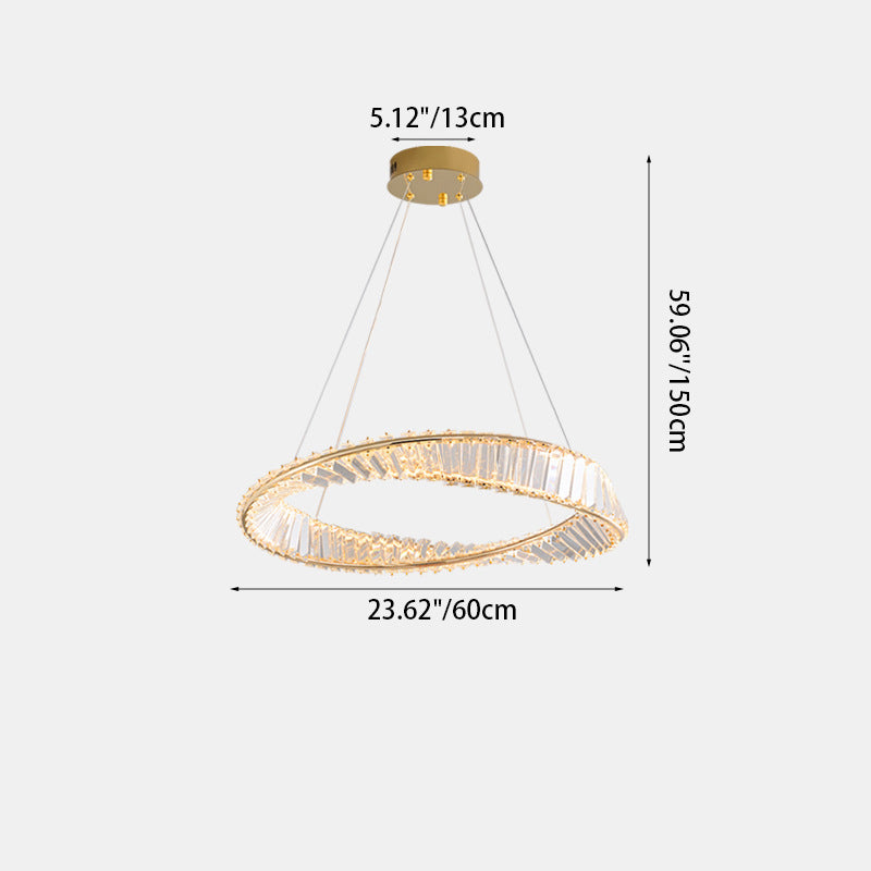 Moderne Luxus Ring Rechteck Hardware Kristall LED Pendelleuchte Insel Licht für Esszimmer 