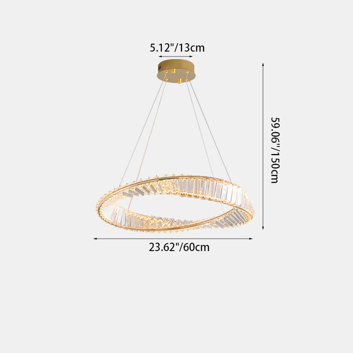 Moderne Luxus Ring Rechteck Hardware Kristall LED Pendelleuchte Insel Licht für Esszimmer 