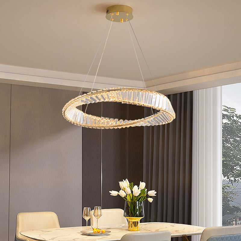 Moderne Luxus Ring Rechteck Hardware Kristall LED Pendelleuchte Insel Licht für Esszimmer 