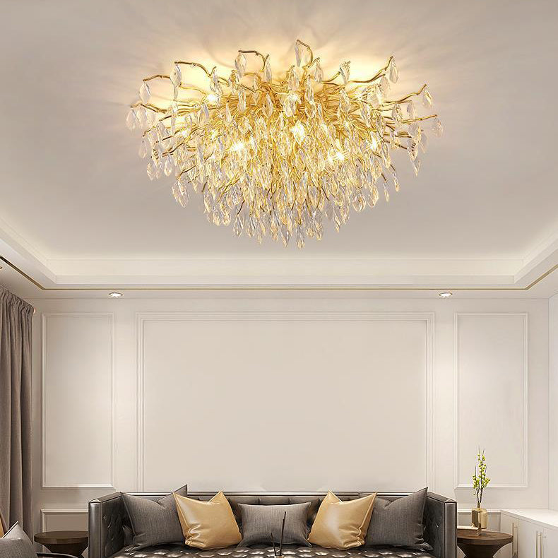 Lustre Plafonnier Moderne de Luxe Branche Courbée Goutte d&