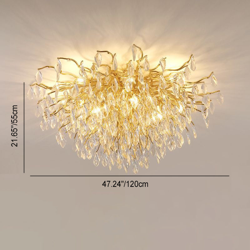 Lustre Plafonnier Moderne de Luxe Branche Courbée Goutte d&