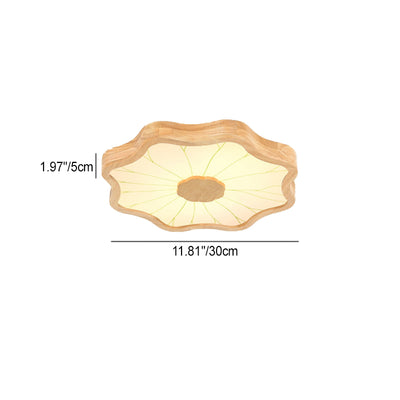 Plafonnier LED en bois massif à pétales de feuille de lotus chinois traditionnel en fer et acrylique pour chambre 