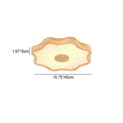 Plafonnier LED en bois massif à pétales de feuille de lotus chinois traditionnel en fer et acrylique pour chambre 
