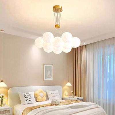 Contemporary Scandinavian Orb Bubble Disc Base Iron Acrylic 7/13/19 Light Chandelier For Living Room