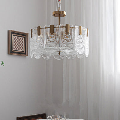 Lustre moderne de luxe en demi-cercle avec coquille texturée en fer et verre 5/6/8 lumières pour salon 
