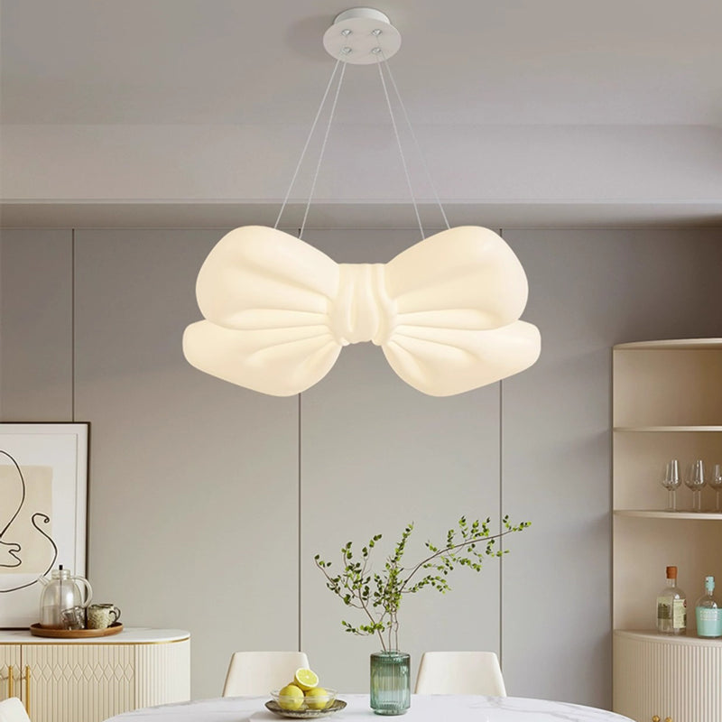 Modern Minimalist Kids Bow Tie Iron Plastic LED Pendant Light For Bedroom
