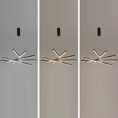 Contemporary Scandinavian Rectangular Long Combination Cylinder Base Aluminum Acrylic LED Chandelier Island Light For Living Room