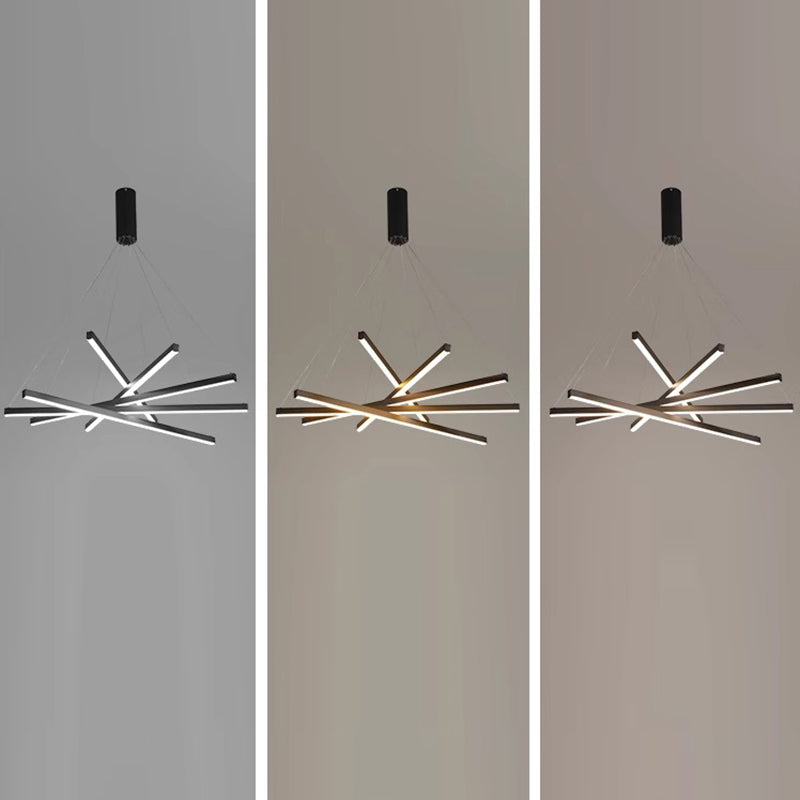 Contemporary Scandinavian Rectangular Long Combination Cylinder Base Aluminum Acrylic LED Chandelier Island Light For Living Room