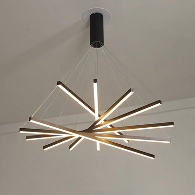 Contemporary Scandinavian Rectangular Long Combination Cylinder Base Aluminum Acrylic LED Chandelier Island Light For Living Room