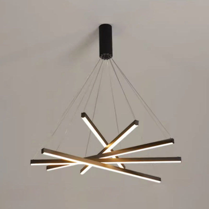 Contemporary Scandinavian Rectangular Long Combination Cylinder Base Aluminum Acrylic LED Chandelier Island Light For Living Room