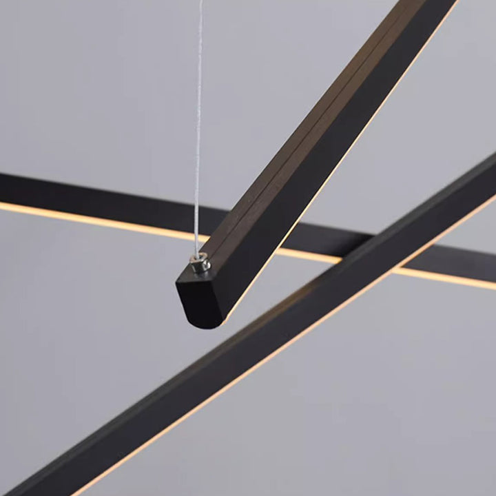 Contemporary Scandinavian Rectangular Long Combination Cylinder Base Aluminum Acrylic LED Chandelier Island Light For Living Room