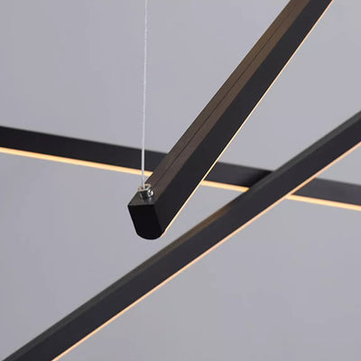 Contemporary Scandinavian Rectangular Long Combination Cylinder Base Aluminum Acrylic LED Chandelier Island Light For Living Room