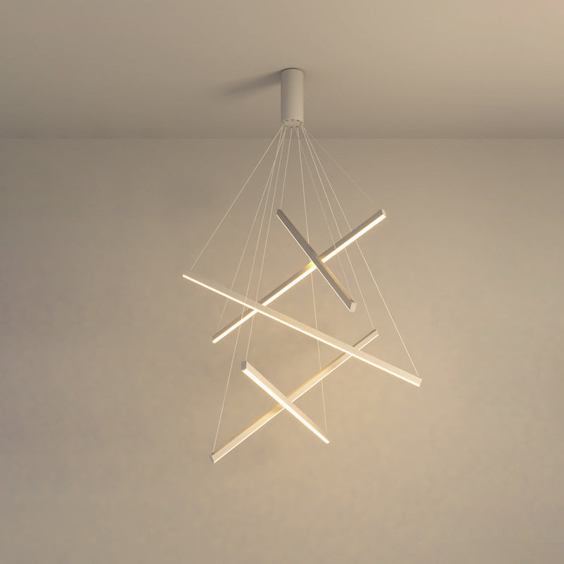 Contemporary Scandinavian Rectangular Long Combination Cylinder Base Aluminum Acrylic LED Chandelier Island Light For Living Room