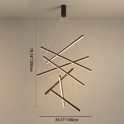 Contemporary Scandinavian Rectangular Long Combination Cylinder Base Aluminum Acrylic LED Chandelier Island Light For Living Room