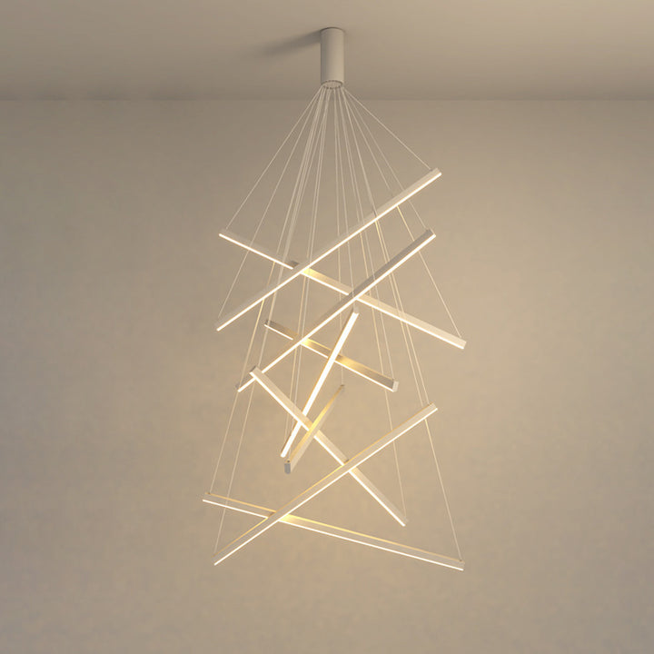 Contemporary Scandinavian Rectangular Long Combination Cylinder Base Aluminum Acrylic LED Chandelier Island Light For Living Room