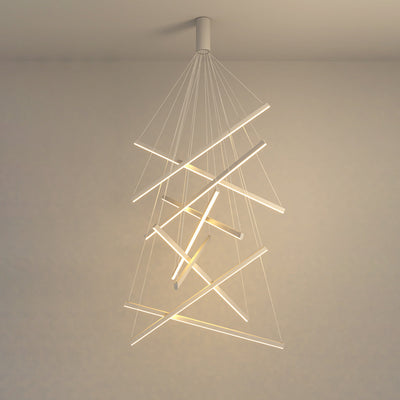 Contemporary Scandinavian Rectangular Long Combination Cylinder Base Aluminum Acrylic LED Chandelier Island Light For Living Room