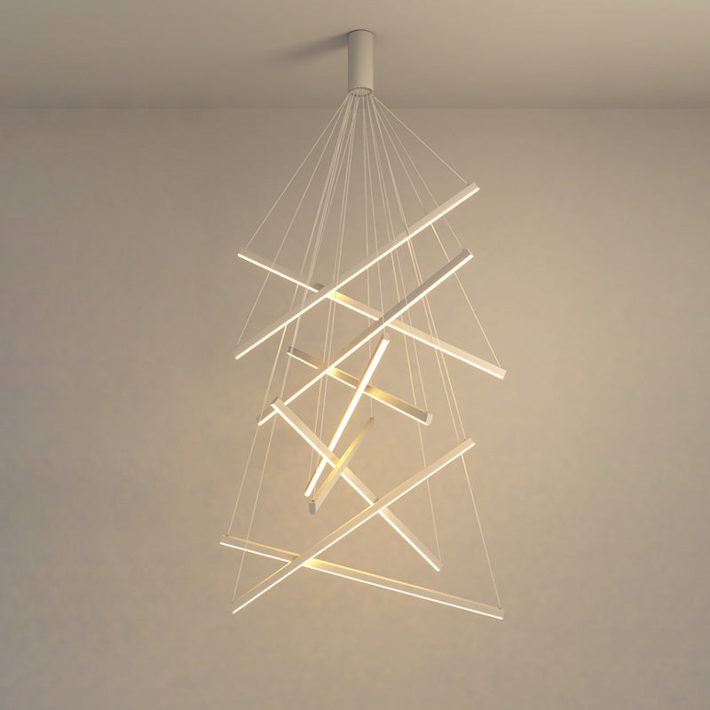 Contemporary Scandinavian Rectangular Long Combination Cylinder Base Aluminum Acrylic LED Chandelier Island Light For Living Room