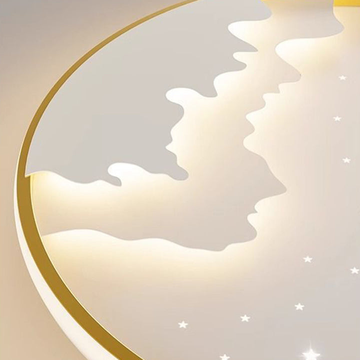 Plafonnier LED rond minimaliste moderne pour enfants en forme de lune, météore et étoile en fer et acrylique pour chambre à coucher 