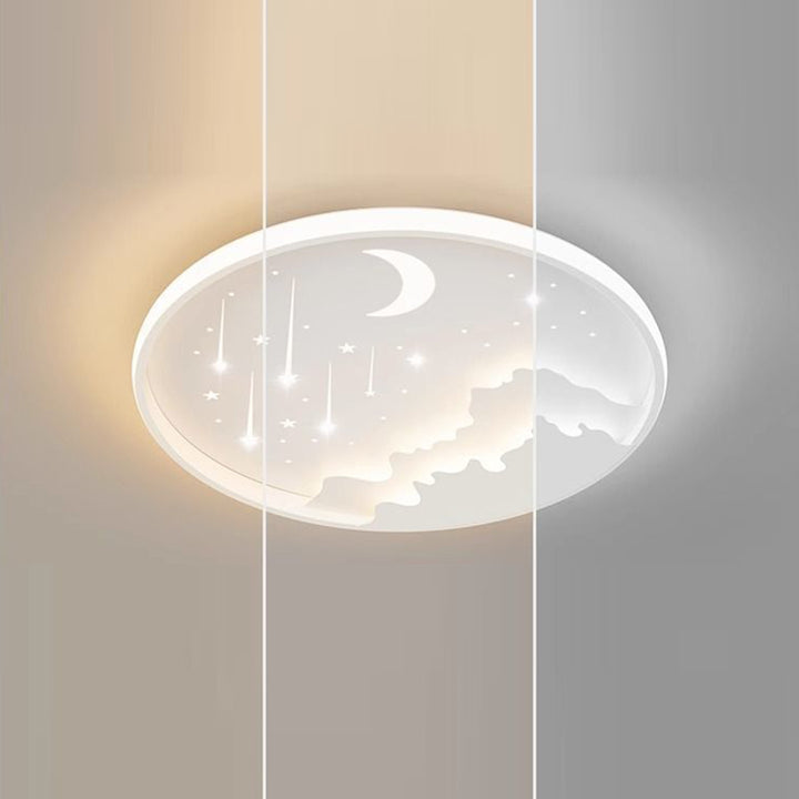 Plafonnier LED rond minimaliste moderne pour enfants en forme de lune, météore et étoile en fer et acrylique pour chambre à coucher 