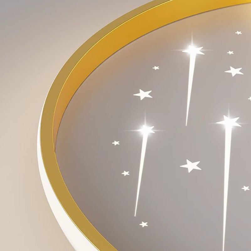 Plafonnier LED rond minimaliste moderne pour enfants en forme de lune, météore et étoile en fer et acrylique pour chambre à coucher 