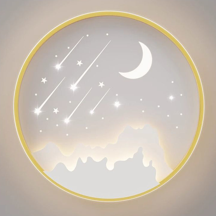 Plafonnier LED rond minimaliste moderne pour enfants en forme de lune, météore et étoile en fer et acrylique pour chambre à coucher 