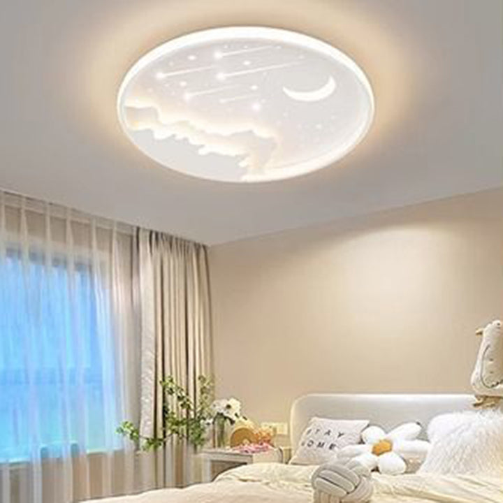 Plafonnier LED rond minimaliste moderne pour enfants en forme de lune, météore et étoile en fer et acrylique pour chambre à coucher 