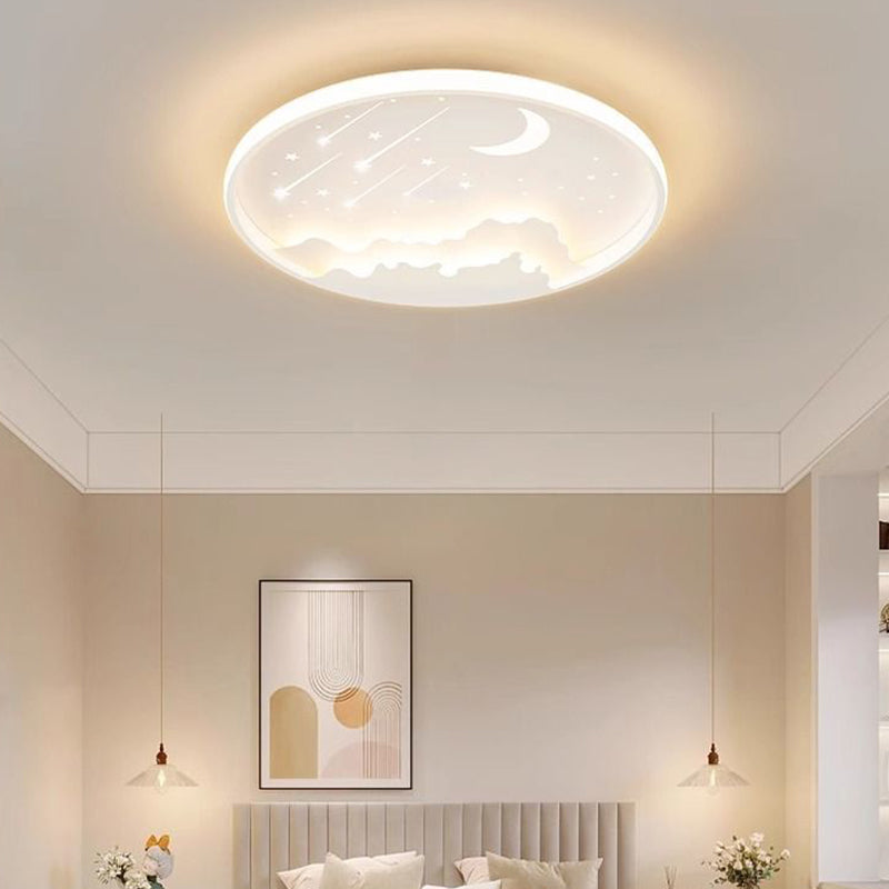 Plafonnier LED rond minimaliste moderne pour enfants en forme de lune, météore et étoile en fer et acrylique pour chambre à coucher 