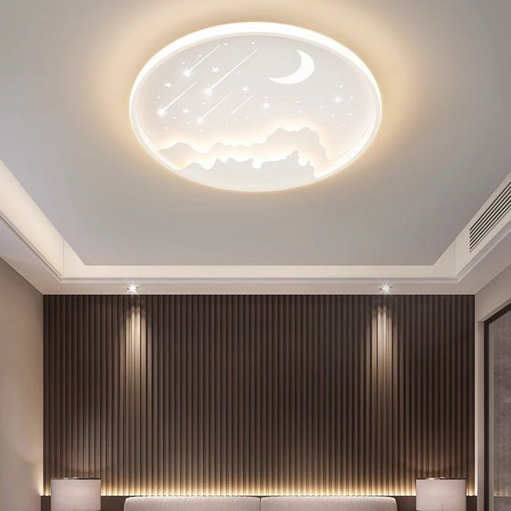 Plafonnier LED rond minimaliste moderne pour enfants en forme de lune, météore et étoile en fer et acrylique pour chambre à coucher 