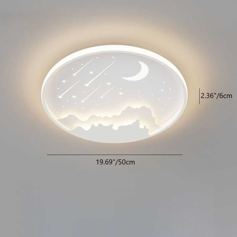 Plafonnier LED rond minimaliste moderne pour enfants en forme de lune, météore et étoile en fer et acrylique pour chambre à coucher 