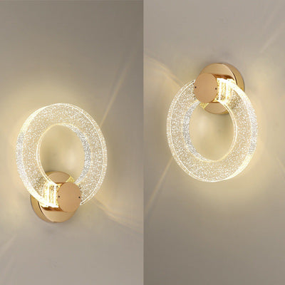 Applique murale LED en fer, aluminium et cristal avec base circulaire à disque pour chambre à coucher 