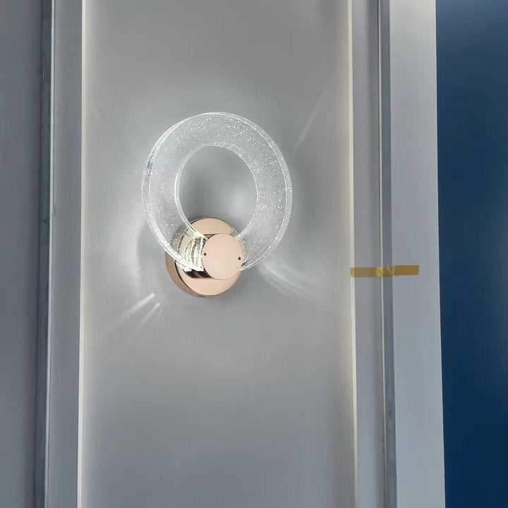 Moderne Luxus-Kreis-Blasen-Sockel-Eisen-Aluminium-Kristall-LED-Wandleuchte für das Schlafzimmer 