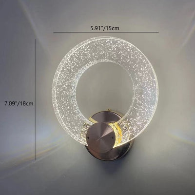 Applique murale LED en fer, aluminium et cristal avec base circulaire à disque pour chambre à coucher 