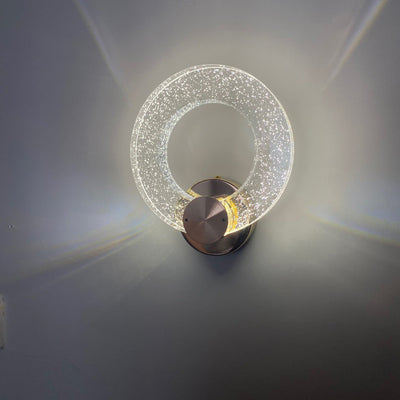 Applique murale LED en fer, aluminium et cristal avec base circulaire à disque pour chambre à coucher 