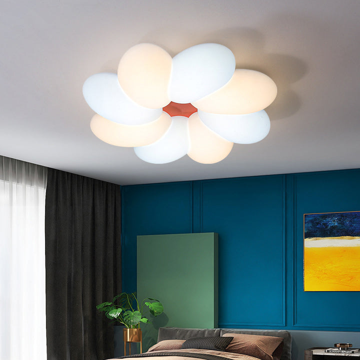 Moderne minimalistische Kinder Blütenblattumrandung Eisen PLA LED Deckenleuchte für Schlafzimmer 