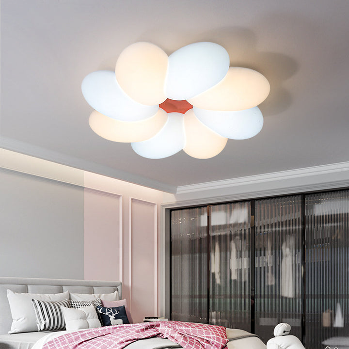 Moderne minimalistische Kinder Blütenblattumrandung Eisen PLA LED Deckenleuchte für Schlafzimmer 