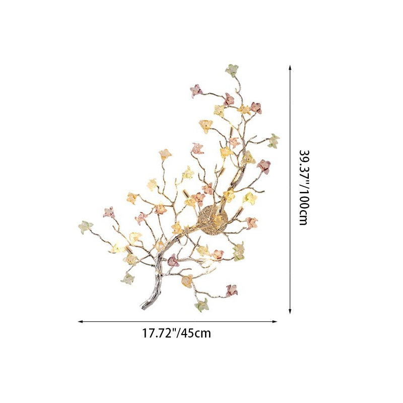 Applique murale à 8 lumières en verre et aluminium avec base en disque rose pour salon, branches modernes et luxueuses 