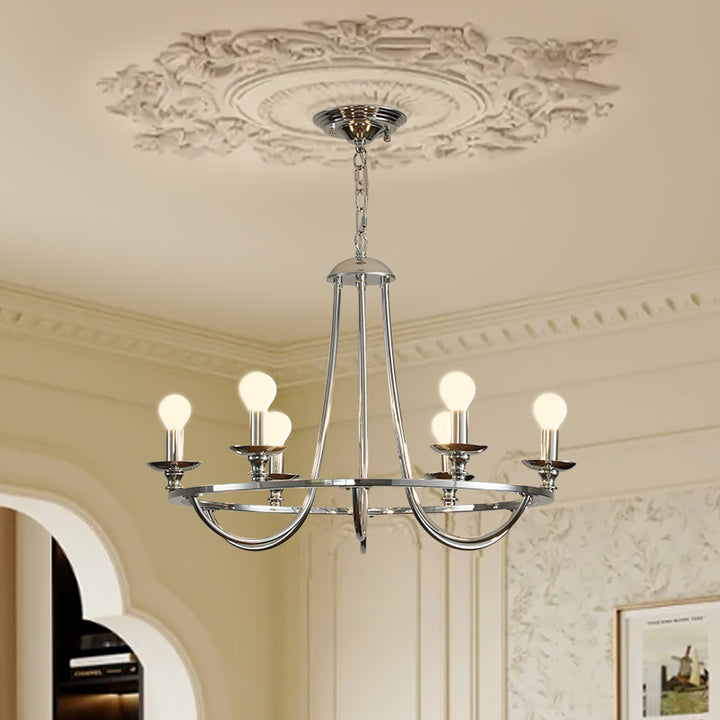 Traditioneller Vintage-Kronleuchter mit gebogenem Haken, Zweig, Scheibenbasis-Hardware, 3/6 Lichter für das Wohnzimmer 