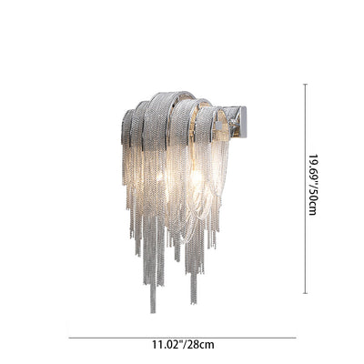 Contemporary Scandinavian Bar Ring Tassel Rectangular Base Iron Aluminum 2-Light Wall Sconce Lamp For Living Room