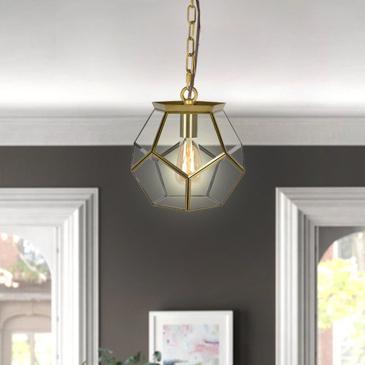 Zeitgenössische skandinavische kugelförmige Kupfer-Glas-Pendelleuchte mit 1 Licht für das Schlafzimmer 