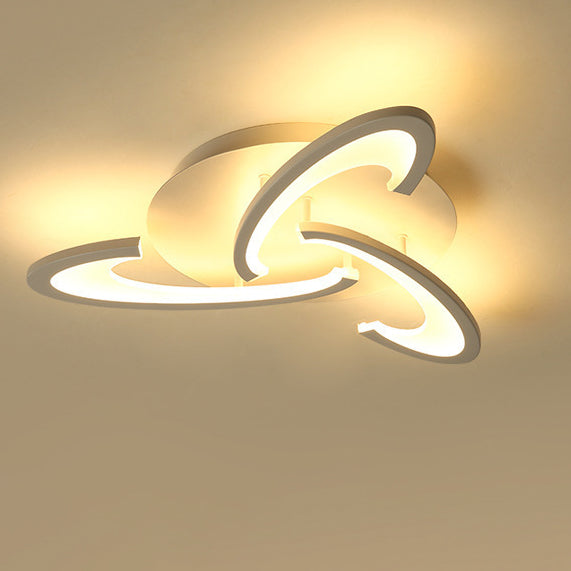 Luz de techo LED de montaje empotrado de hierro acrílico con base redonda de molino de viento ovalado minimalista moderno para sala de estar 