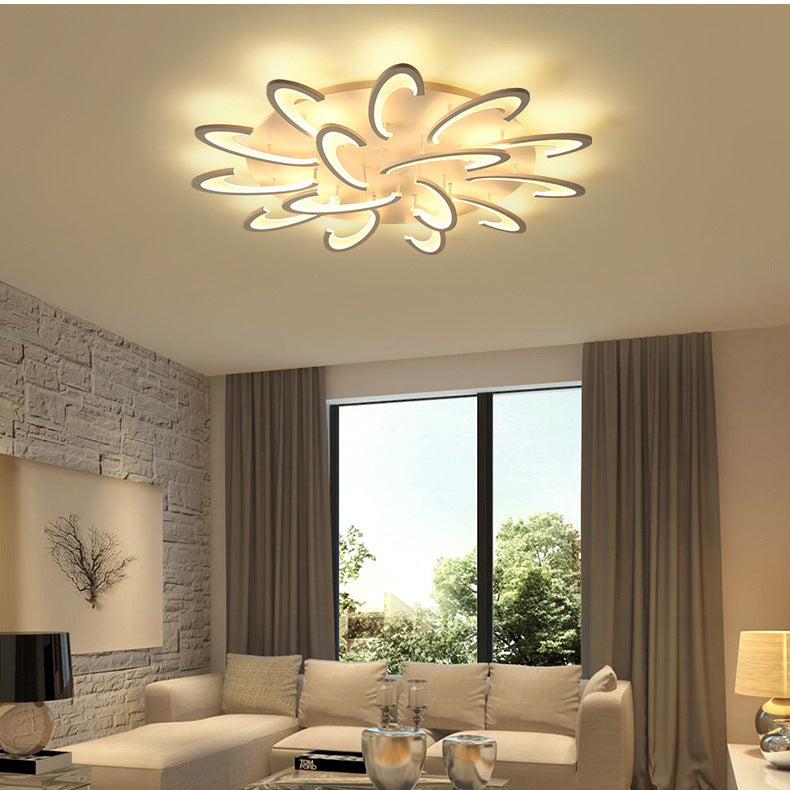 Luz de techo LED de montaje empotrado de hierro acrílico con base redonda de molino de viento ovalado minimalista moderno para sala de estar 