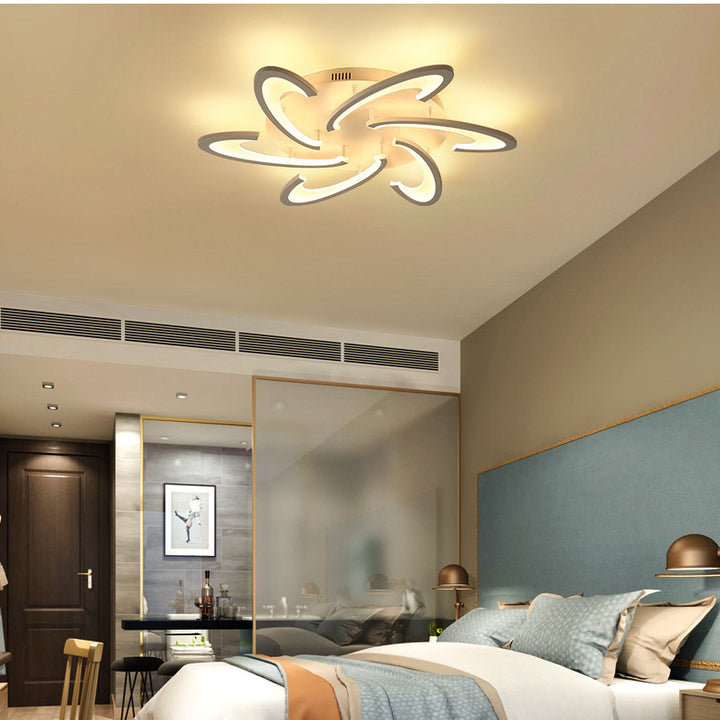 Luz de techo LED de montaje empotrado de hierro acrílico con base redonda de molino de viento ovalado minimalista moderno para sala de estar 