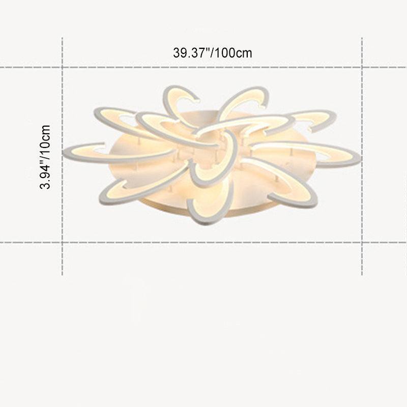 Luz de techo LED de montaje empotrado de hierro acrílico con base redonda de molino de viento ovalado minimalista moderno para sala de estar 