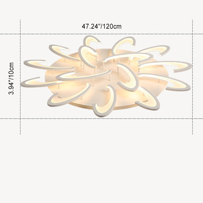 Luz de techo LED de montaje empotrado de hierro acrílico con base redonda de molino de viento ovalado minimalista moderno para sala de estar 