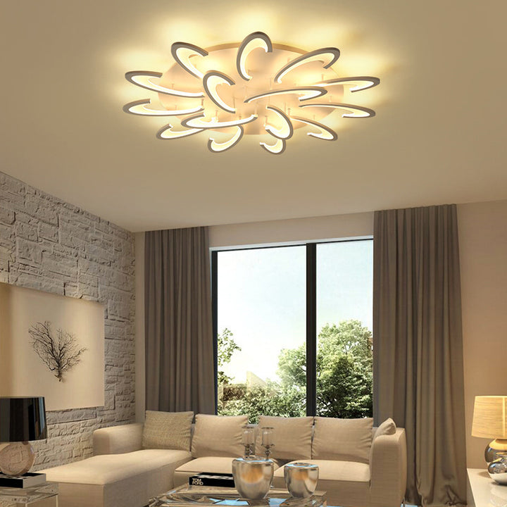 Luz de techo LED de montaje empotrado de hierro acrílico con base redonda de molino de viento ovalado minimalista moderno para sala de estar 