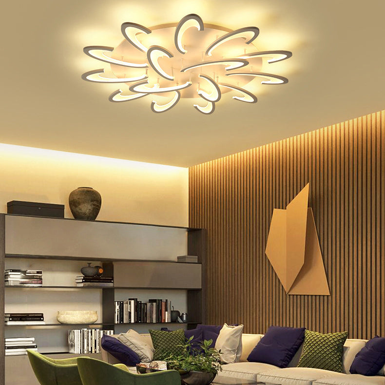 Luz de techo LED de montaje empotrado de hierro acrílico con base redonda de molino de viento ovalado minimalista moderno para sala de estar 